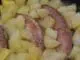 Pomme de terre aux saucisses et crème de roquefort